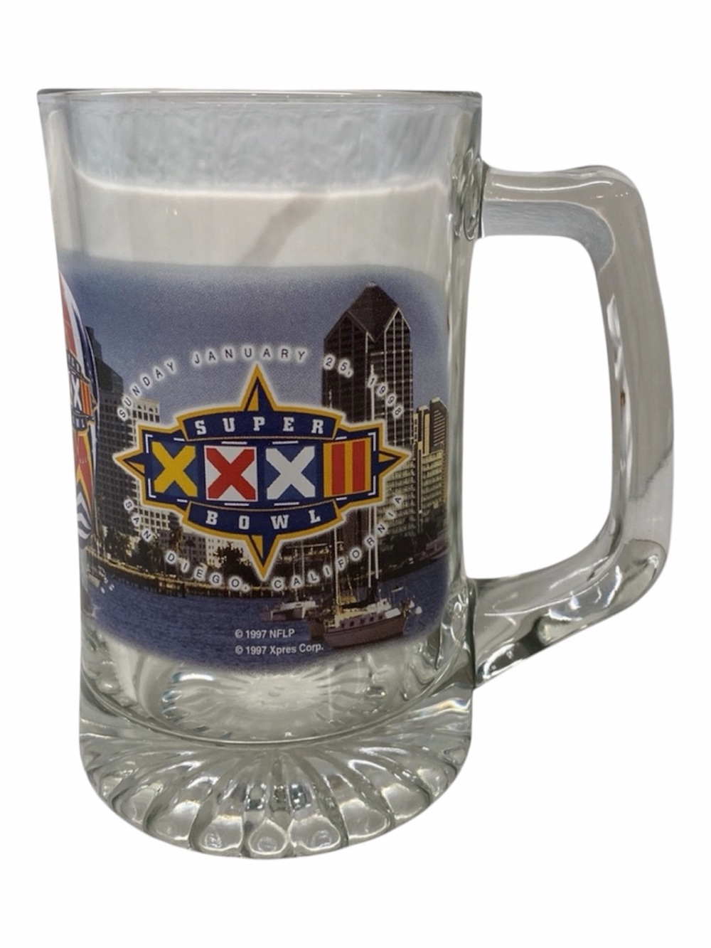 NFL Denver Broncos Super bowl 32 commemorative glass beer mug 1998